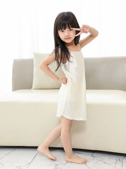 19 Momme Lace Up Girls Silk Slip Nightgown